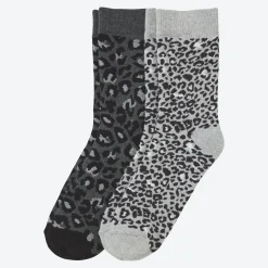 Damen NKD Damen-Thermo-Socken mit Leo-Musterung, 2er-Pack