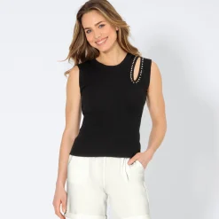 Damen NKD Damen-Top mit Cut-Out und Strasssteinen
