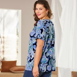 Damen NKD Damen-T-Shirt mit Rundhals, große Größen
