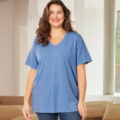 Damen NKD Damen-T-Shirt mit V-Ausschnitt, große Größen