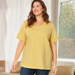 Damen NKD Damen-T-Shirt mit V-Ausschnitt, große Größen