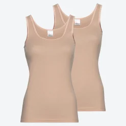 Damen NKD Damen-Unterhemd mit Satintape, 2er-Pack