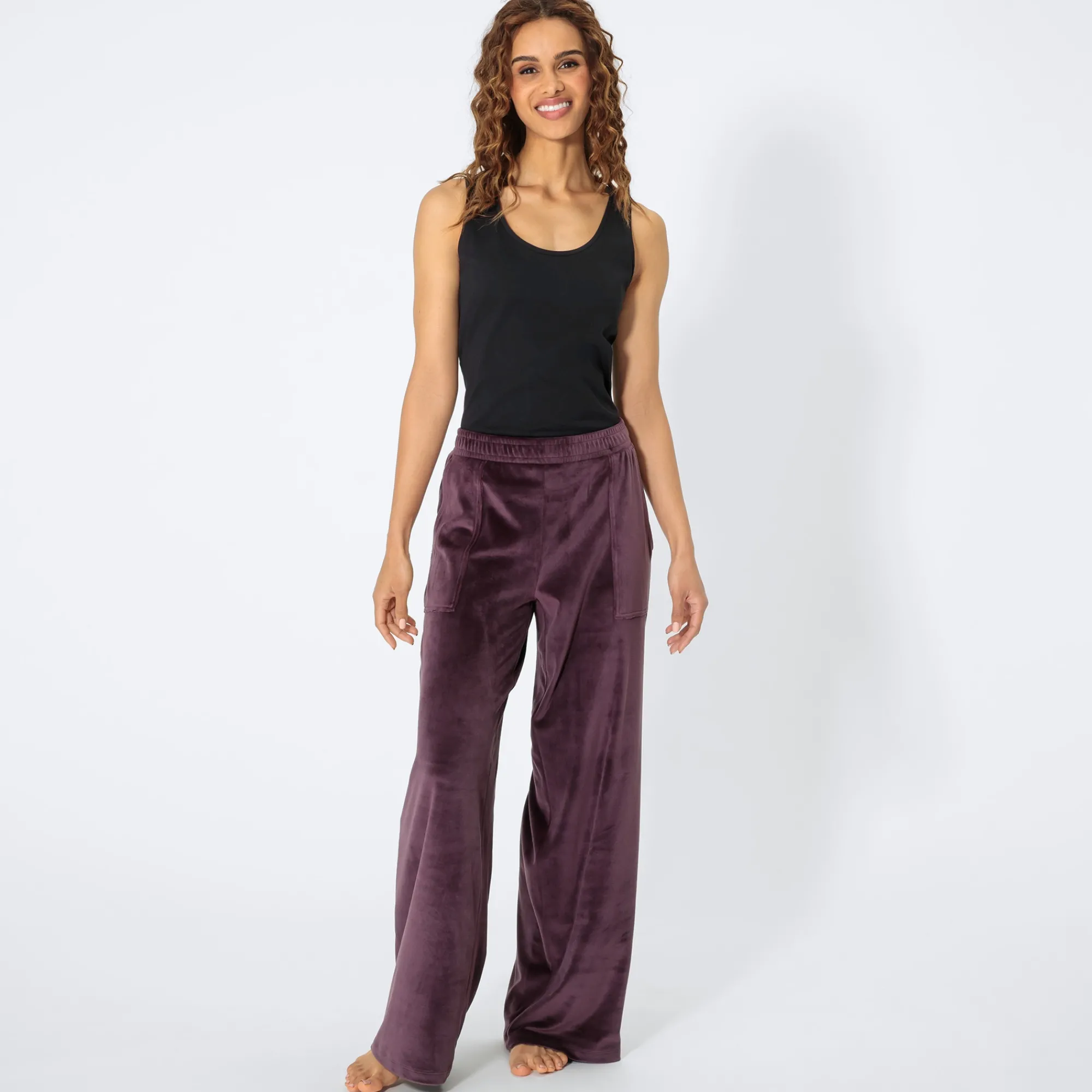 Damen NKD Damen-Velour-Hose mit Taschen
