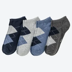 Herren NKD Herren-Sneaker-Socken mit Rautenmuster, 4er-Pack
