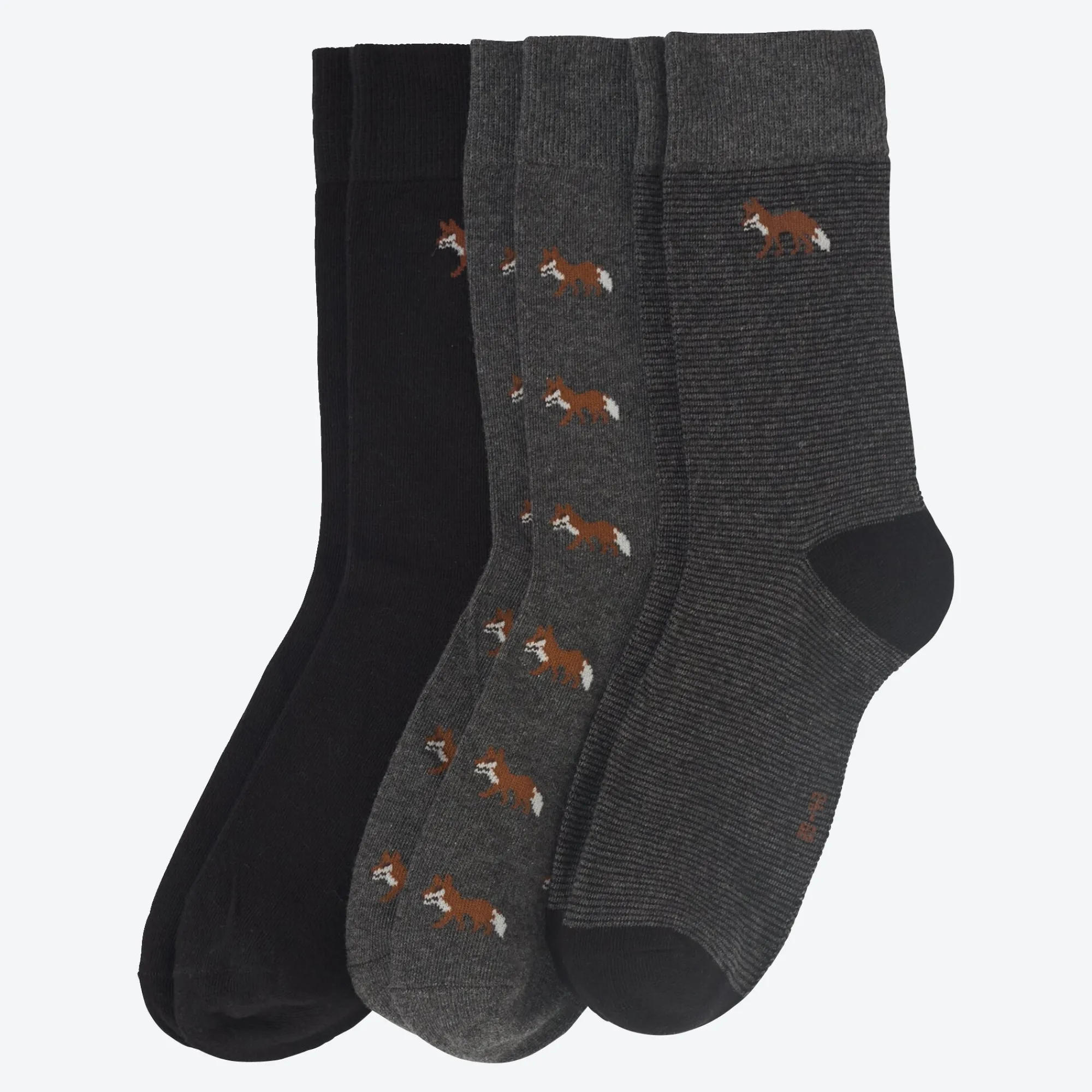 Herren NKD Herren-Socken mit Fuchs-Motiv, 3er-Pack