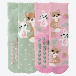 Kinder NKD Kinder-ABS-Socken mit Tier-Motiven, 2er-Pack