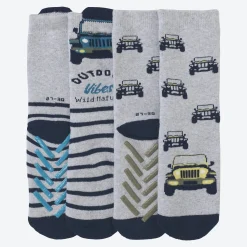 Kinder NKD Kinder-Anti-Rutsch-Socken mit Auto-Motiv, 2er-Pack
