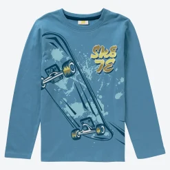 Kinder NKD Kinder-Jungen-Shirt mit Skateboard-Druck