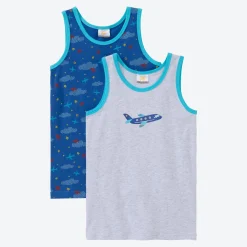 Kinder NKD Kinder-Jungen-Unterhemd mit Print, 2er-Pack