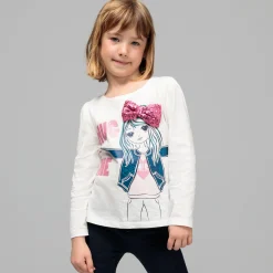 Kinder NKD Kinder-Mädchen-Langarmshirt mit Pailletten-Schleife