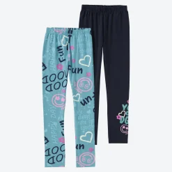 Kinder NKD Kinder-Mädchen-Leggings mit Druck, 2er-Pack