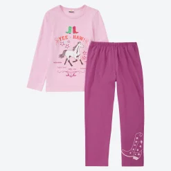 Kinder NKD Kinder-Mädchen-Schlafanzug mit Pferde-Aufdruck, 2-teilig