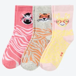 Kinder NKD Kinder-Mädchen-Socken mit Tier-Motiven, 3er-Pack