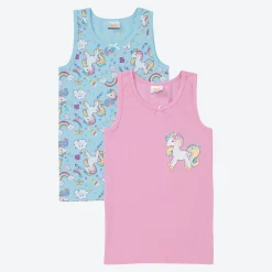 Kinder NKD Kinder-Mädchen-Unterhemd mit Print, 2er-Pack