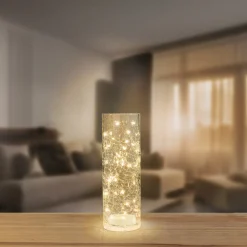 NKD LED-Glas-Zylinder in Crackle-Optik, ca. 10x10x30cm