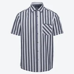 Herren NKD Seersucker-Herren-Kurzarm-Hemd in gestreiftem Design
